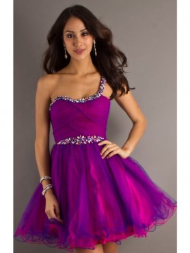 Charming Sequin One Straps A-Line Short Party Dress